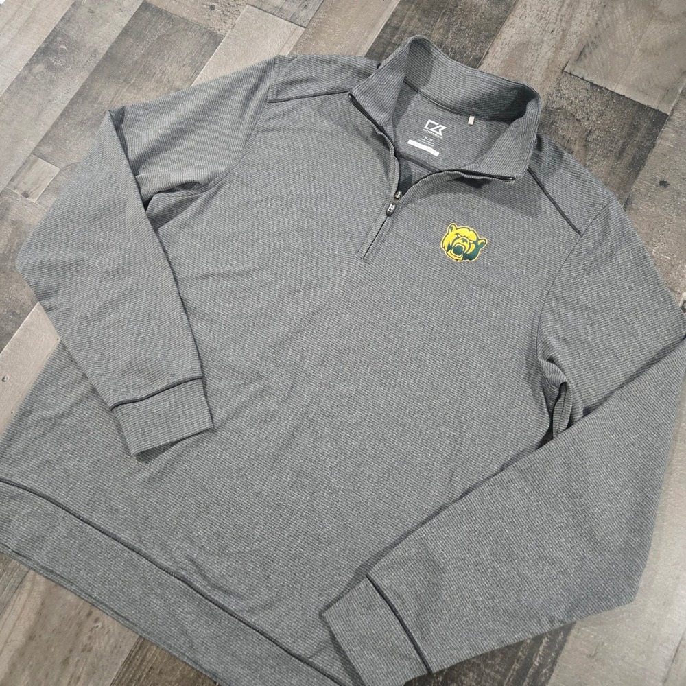 Baylor University Quarter Zip Pullover Grey Cutter & Buck Mens Gorpcore Tech Med